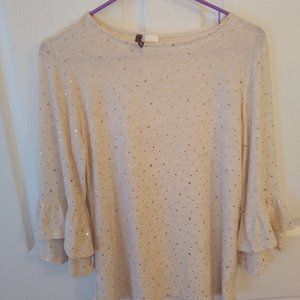 Flared Sleeve New Directions Blouse, Cream-Colored